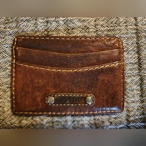 Fossil Leather Card Holder ( Brown Leather)